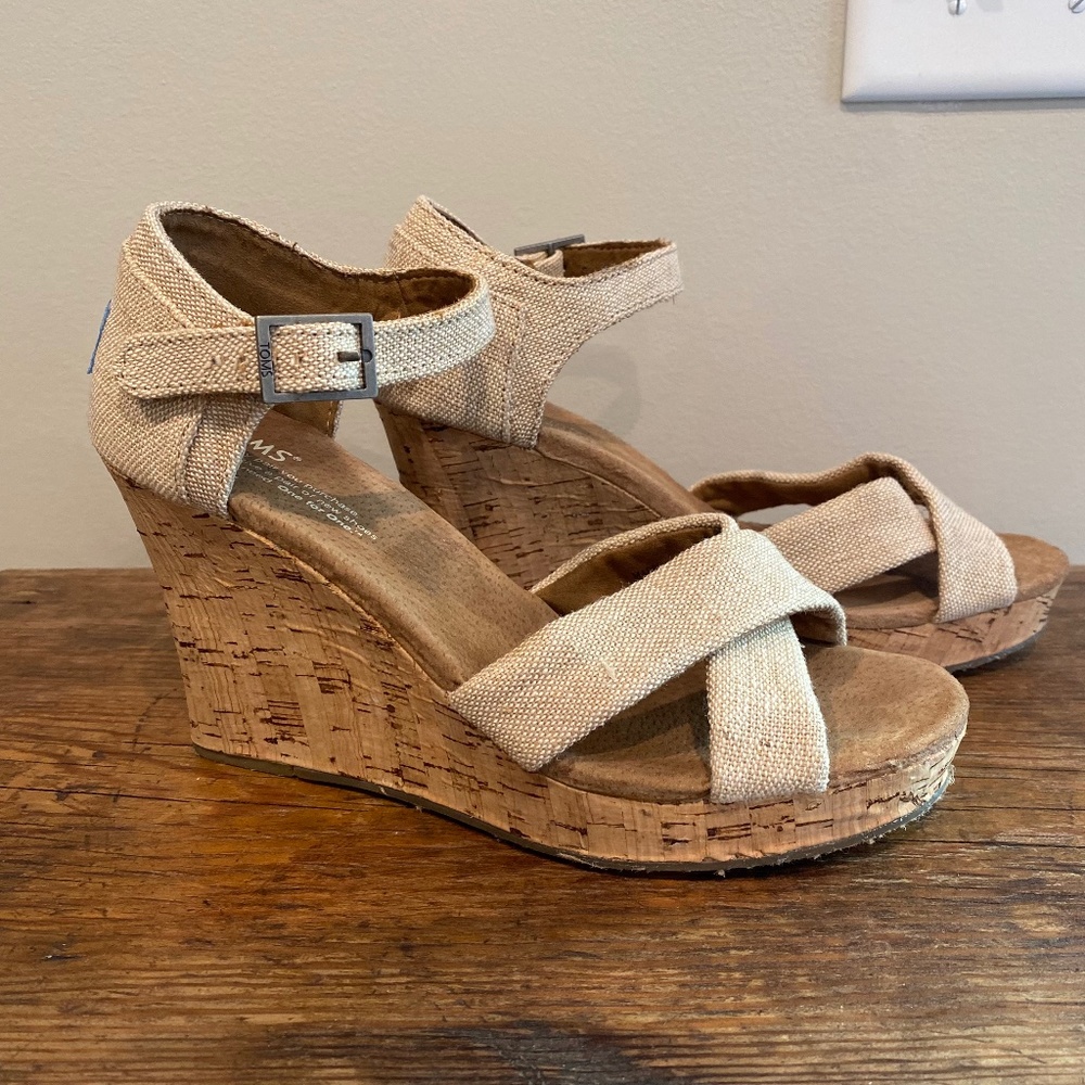 TOMS Sierra cork wedge strappy sandals